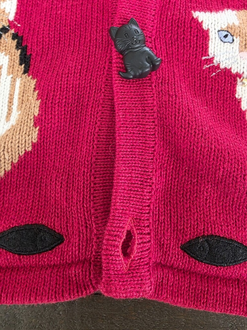 Vintage Tally-Ho Cat Cardigan Size S Novelity Knit - Picture 11 of 12